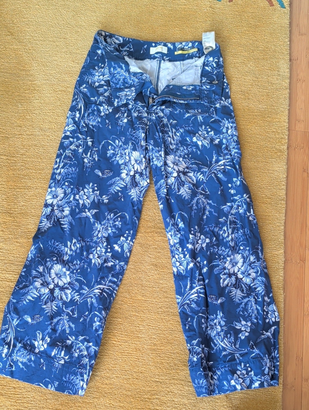 Maeve Blue Floral Wide-Leg Jeans